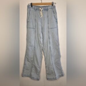 Aerie Pale Blue Cotton Drawstring Wide Leg Pants